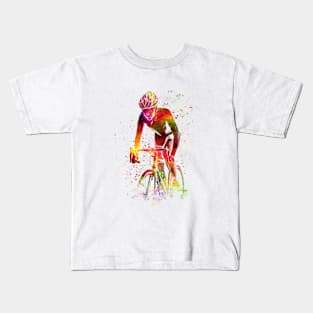 watercolor cycling triathlon Kids T-Shirt